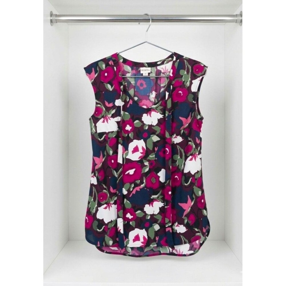 ✨ Merona Vibrant Floral Sleeveless V-Neck Blouse ✨ Size S